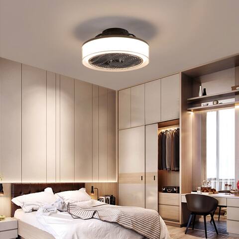 15'' Flush Enclosed Mount Invisible Blades 3 Color Dimmable with Remote