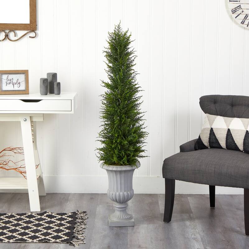 Nordic Artificial Tree with Urn - 4.5ft Indoor Outdoor Decorative Tree - Green - 31-40 Inches