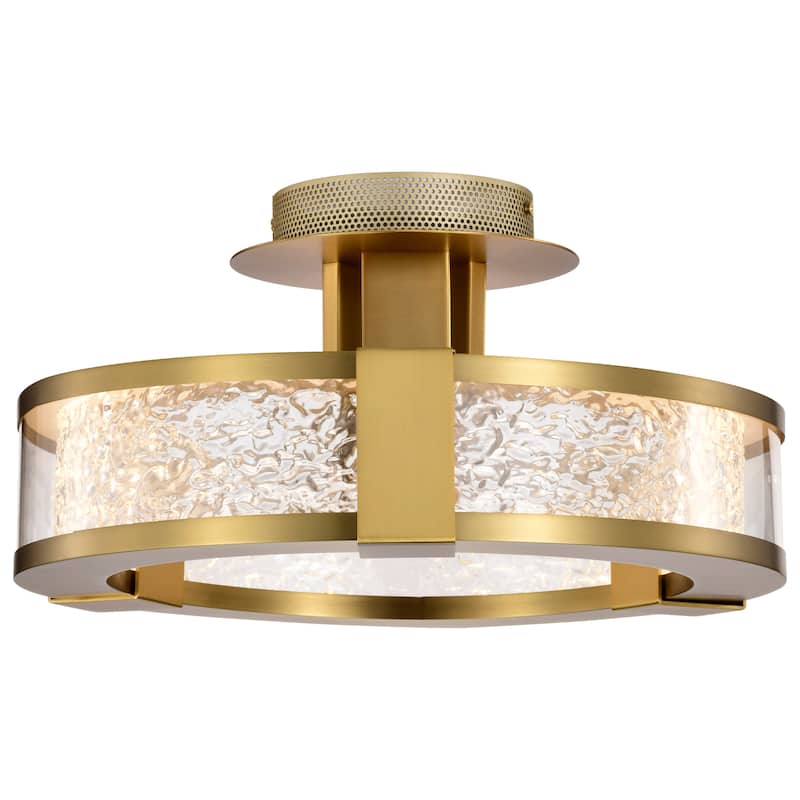 Darrow - 13 Inch LED Semi Flush - Vintage Brass - Acrylic Panels - Vintage Brass