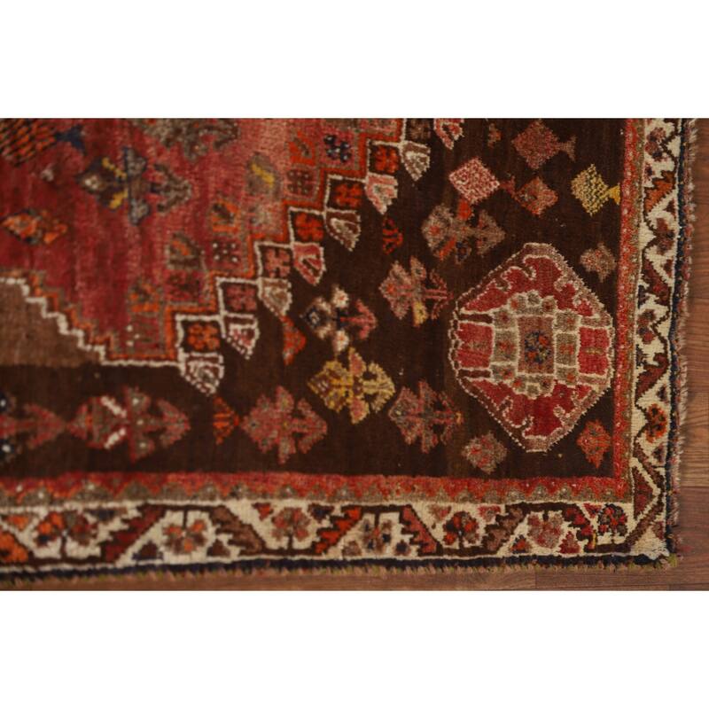 Traditional Shiraz Persian Vintage Area Rug Handmade Wool Carpet - 3'6"x 5'5"