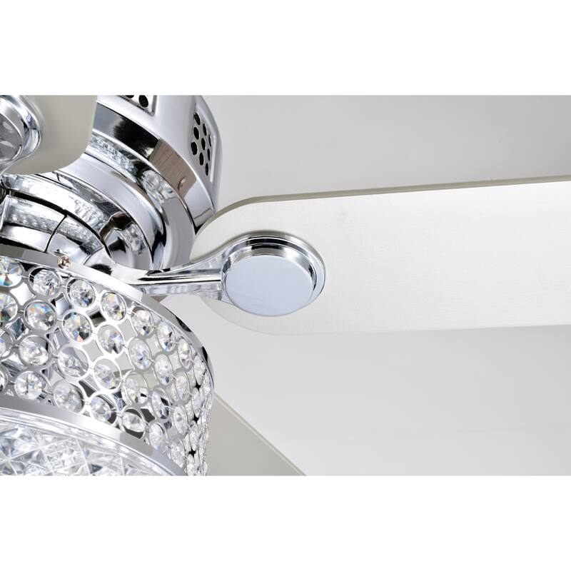 Callen 52 Inch Glam Style Chrome Finish Crystal Ceiling Fan 3 Light with Remote