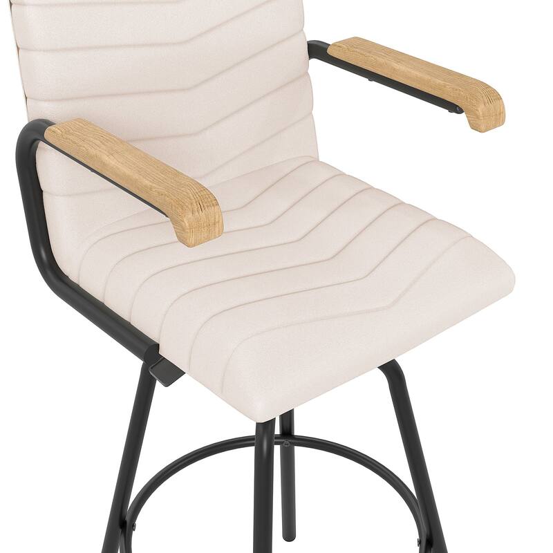 Javlergo Bar Height Bar Chairs Upholstered Bar Stools with Back and Arms Tall Kitchen Island Seating for Home/Commercial Use
