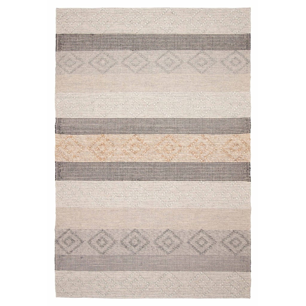 ECARPETGALLERY Braid weave Sienna Grey Wool Rug - 6'2 x 9'0