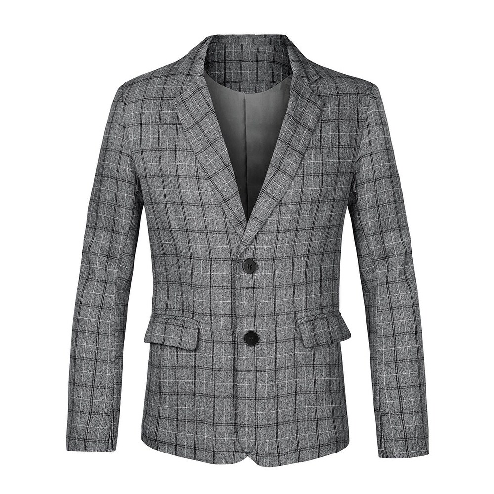 SG-TECH Blazer Hommes Automne Printemps Blazer À Carreaux Hommes Costume Veste Revers Manches Classique Longues Slim Fit Business