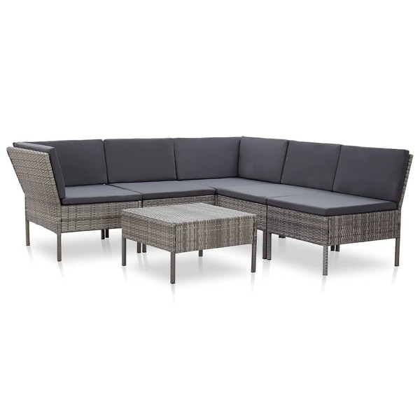Vidaxl 6 piece garden lounge set with cushions poly sales rattan gray