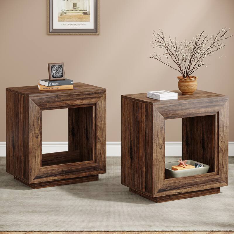 End Table, Side Table with Storage Shelf, Nightstand Bedside Table for Bedroom, Living Room, Entryway