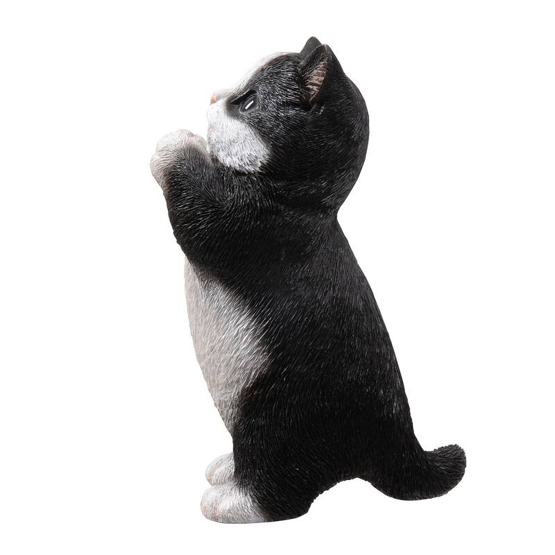 Praying Tabby Kitten Outdoor Garden Statue - 6.75" - Black and White