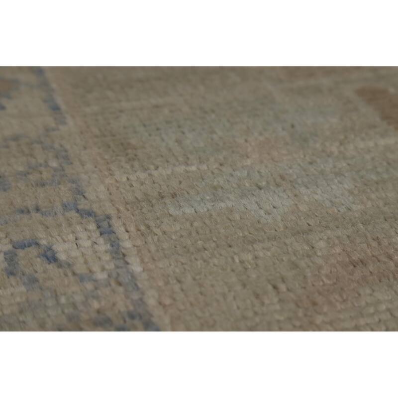 Vegetable Dye Beige Oushak Turkish Rug Hand-Knotted Wool Carpet - 9'1" x 12'1"