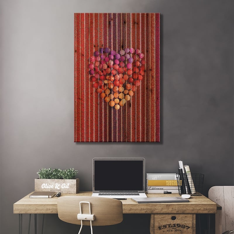 Umbrellas At Tulips Field Print On Wood by Hobopeeba - Multi-Color