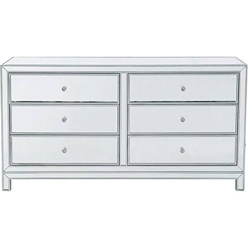 Modern 6 Drawer Dresser - Silver Finish, Bedroom Storage, Ample Space, Contemporary Design, Free Standing