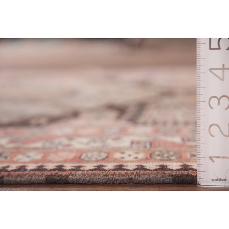 Hand Knotted Oriental 100% Wool Carpet Traditional Geometric Pink Meshkin Area Rug - 9' 4'' X 4' 11''