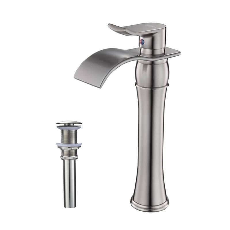 Brushed Nickle Waterfall Spout Single Handle Bathroom Faucet