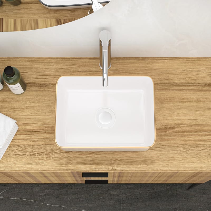16x12 Inch Ceramic Rectangular Vessel Bathroom Sink