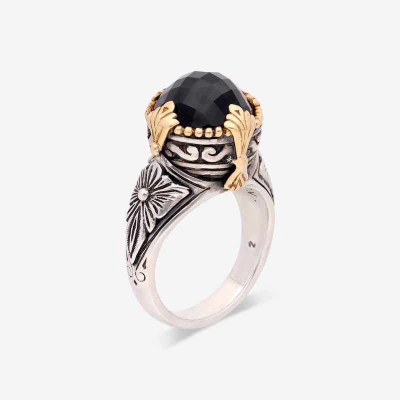 Konstantino Calypso Sterling Silver & 18K Yellow Gold, Onyx Statement Ring