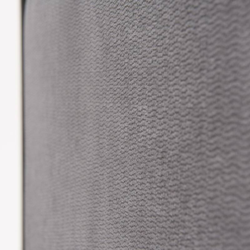 Kiran Queen Size Platform Bed, Gray Upholstered Headboard, Wood Frame