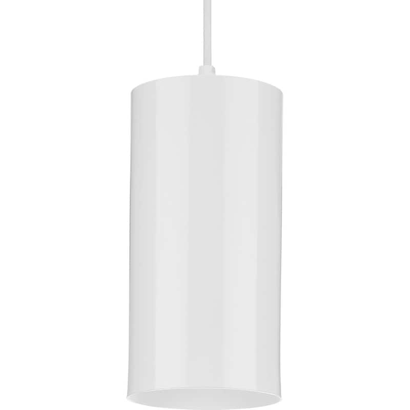 Cylinder Collection 6-Inch 1-Light White Modern Outdoor Pendant Hanging Light - 6 in x 6 in x 12 in - 6 in x 6 in x 12 in