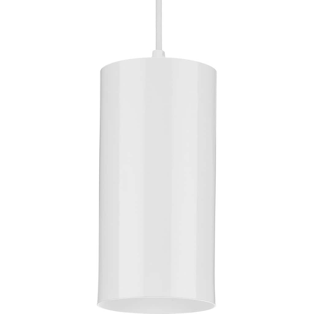 Cylinder Collection 6-Inch 1-Light White Modern Outdoor Pendant Hanging Light - 6 in x 6 in x 12 in
