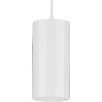 Cylinder Collection 6-Inch 1-Light White Modern Outdoor Pendant Hanging Light - 6 in x 6 in x 12 in
