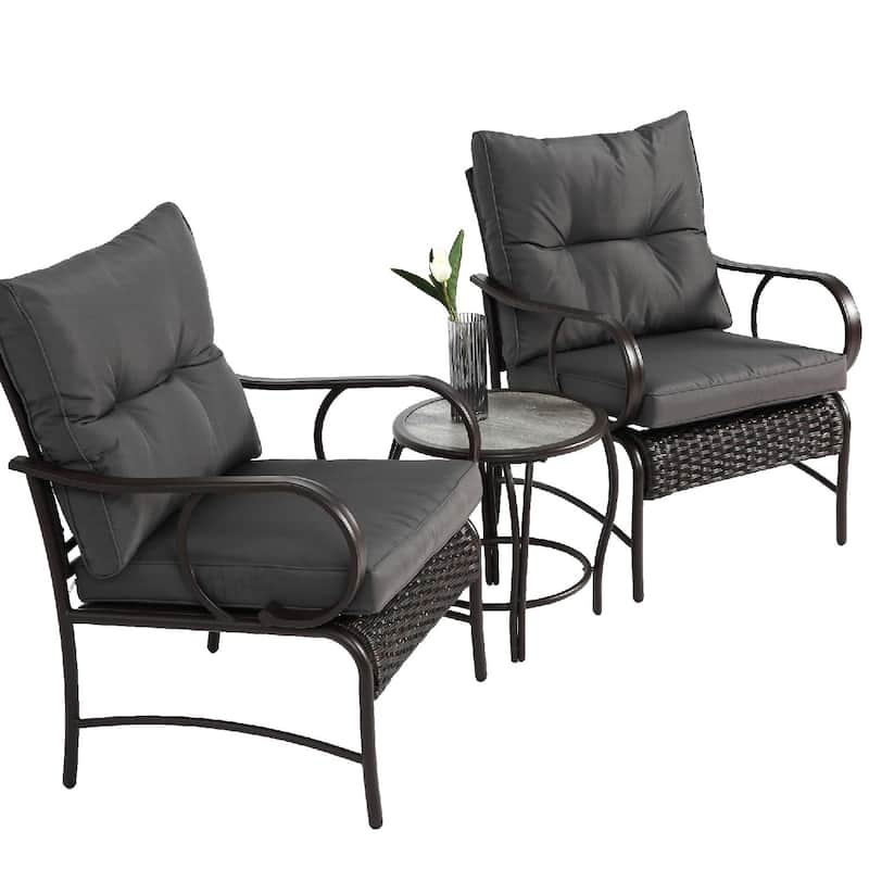 3 Pieces Patio Wicker Furniture Set with Coffee Table