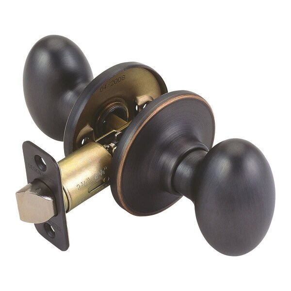 Design House 750398 Pro Egg Passage Door Knob Set with Radius Corner Latch Faceplate - Oil Rubbed Bronze