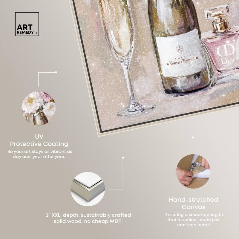 Light Floral Champagne Vase Canvas by Art Remedy
