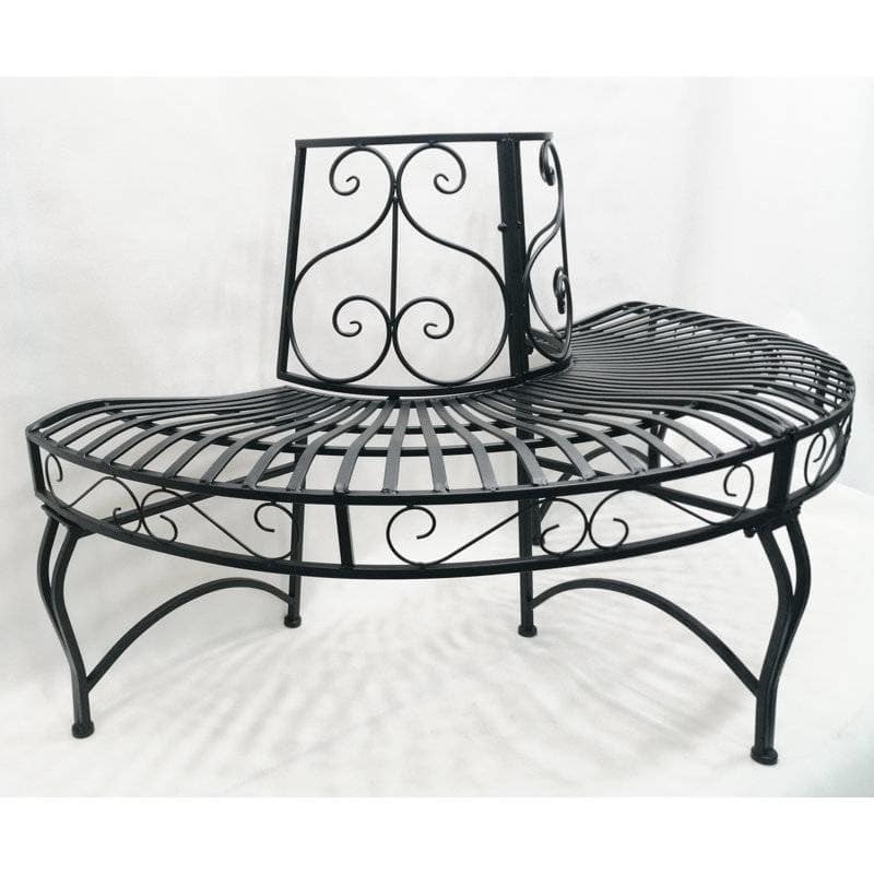 Powder-Coated Aluminum Semi-Circle Outdoor Tree Bench - 27.95 D x 55 W x 31.89 H (inches)