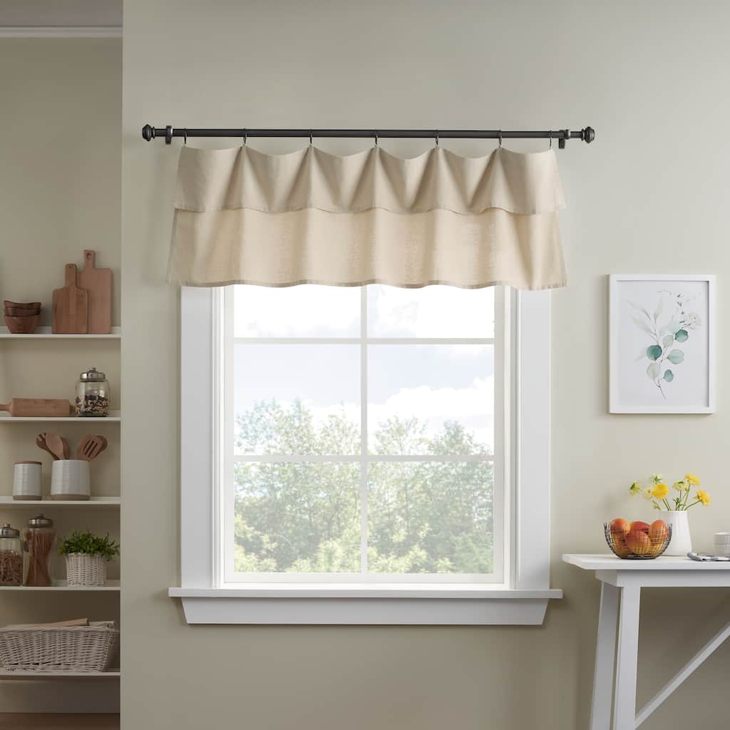 Mercantile Drop Cloth Light Filtering Ring and Tab Top Farmhouse Valance, 16x60