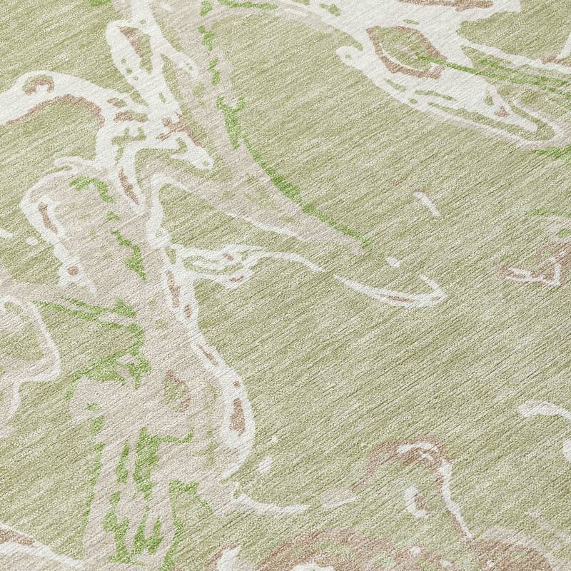 Machine Washable Indoor/ Outdoor Modern Wave Chantille Rug