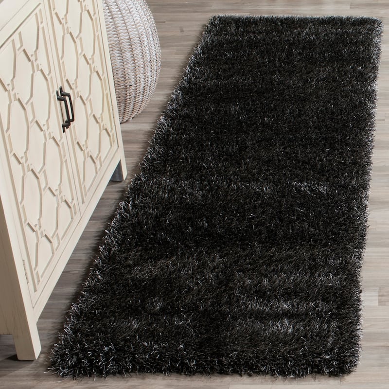 SAFAVIEH Charlotte Shag Truc Solid 2-inch Thick Rug - 2'3" x 8' Runner - Charcoal