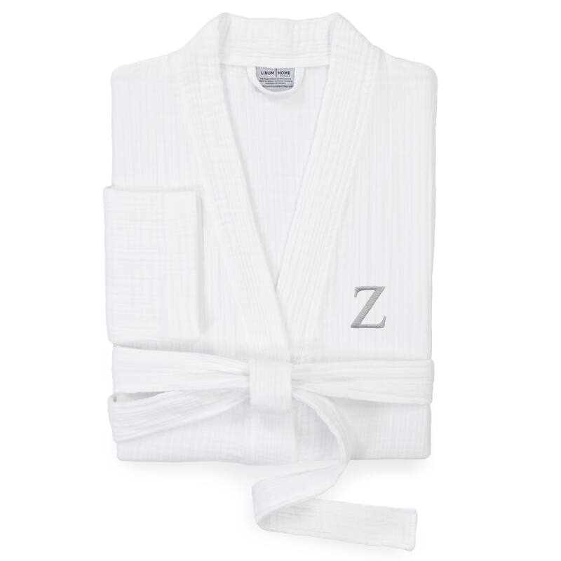 Authentic Hotel and Spa White 100% Turkish Cotton Smyrna Monogrammed Luxury Robe - S/M - Z
