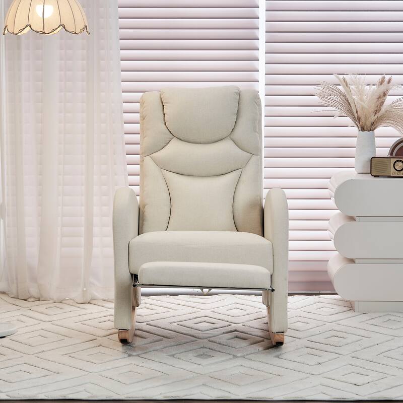 Teddy Fabric Nursery Rocking Chair With Adjustable Footrest
