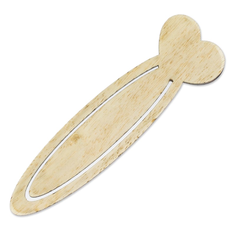 Novica Handmade Happy Heartbeats Recycled Teak Wood Bookmark