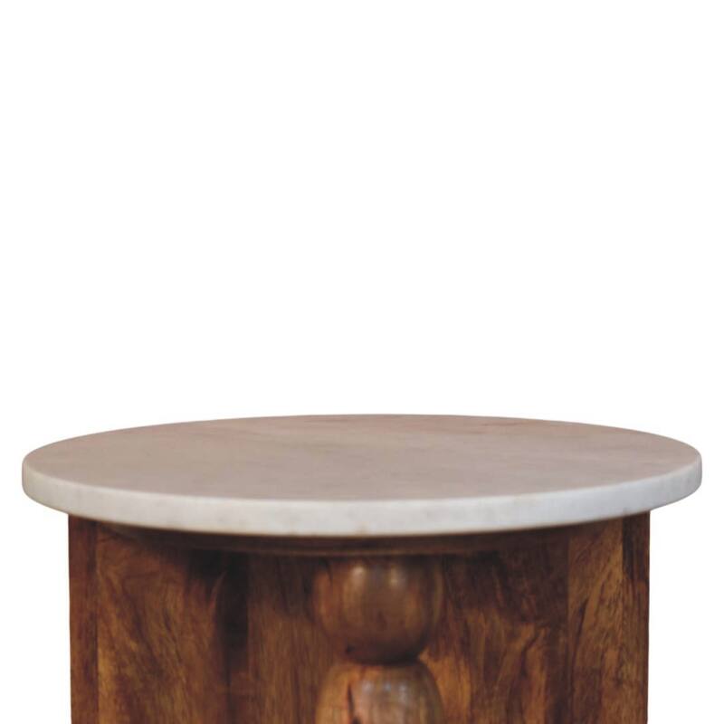 Artisan Furniture Solid Wood Marble-Top Spindle Side Table , Brown
