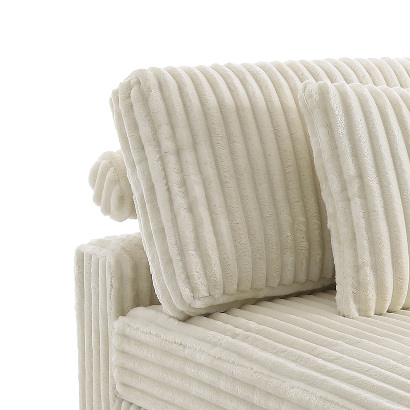 118.3" W U-Shape Plush Corduroy Upholstered Comfy Cloud Sectional Sofa