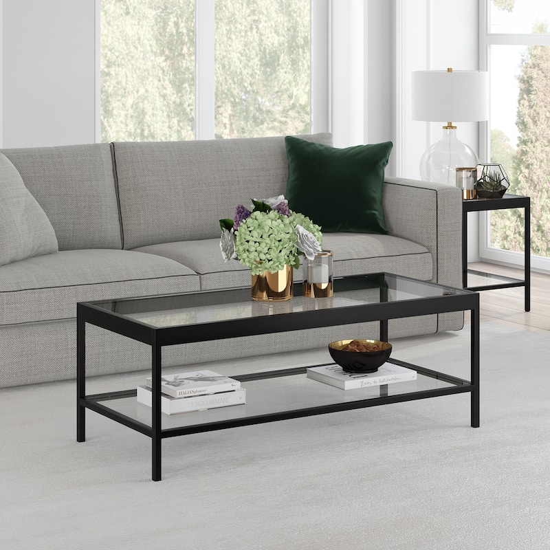 Alexis Metal and Glass Coffee Table - 45" Blackened Bronze