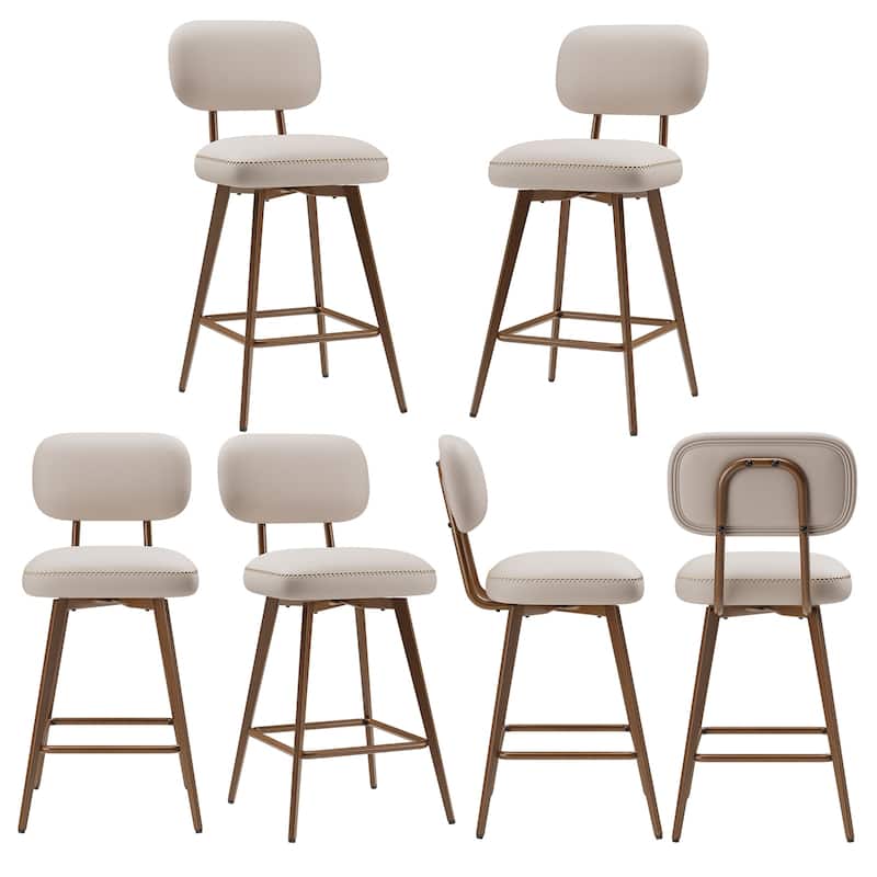 RENEWLINE Modern Swivel Bar Stools, 26 Inch Counter Stools(Ser of 2/3/4/6) with Backrest & Waterproof PU Leather