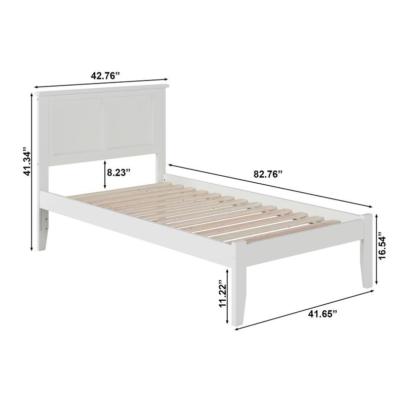 AFI Madison Twin XL Platform Bed with Charging Station in White