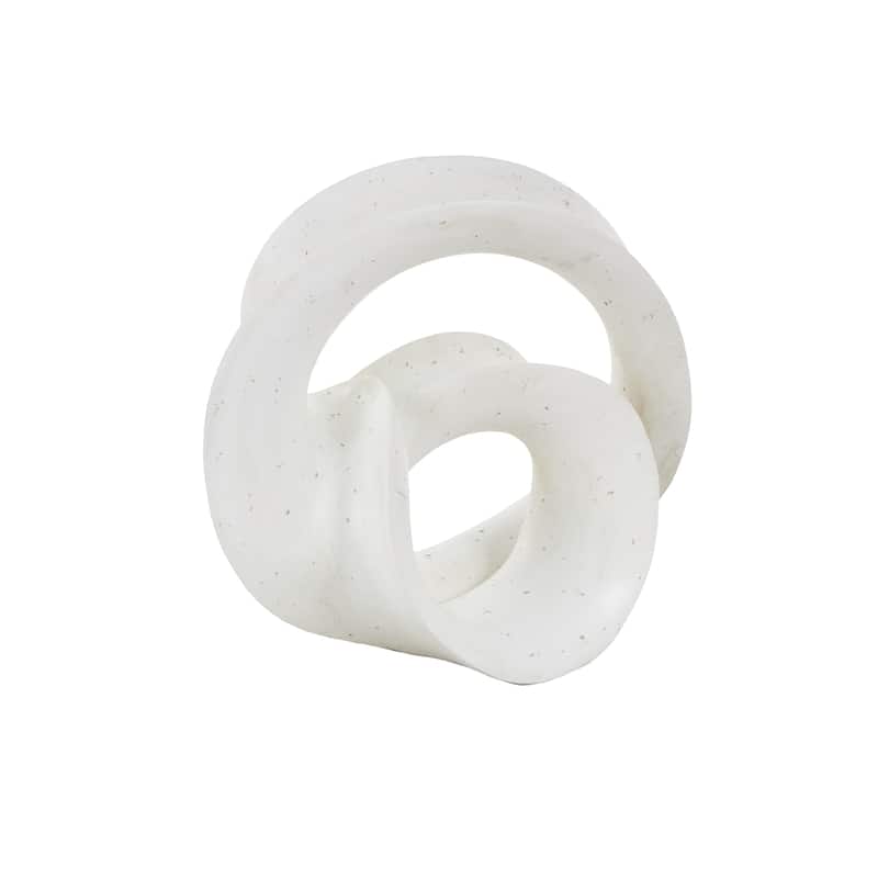White Polystone Wavy Shaped Abstract Decorative Sculpture with Cutouts and Speckled Texturing
