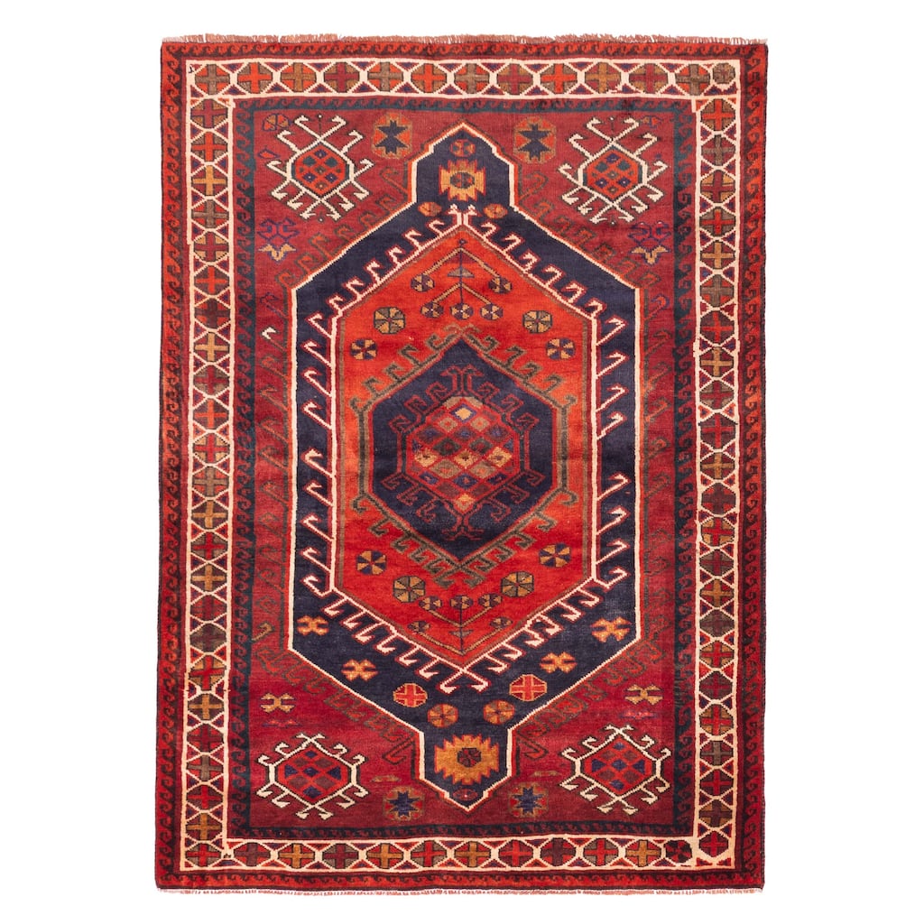 ECARPETGALLERY Hand-knotted Melis Vintage Red Wool Rug - 5'0 x 6'11
