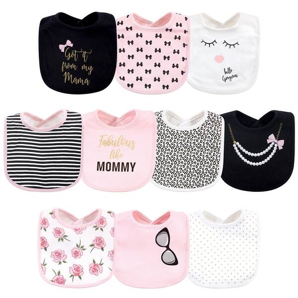slide 1 of 1, Little Treasure Baby Girl Cotton Bibs 10pk, Mama, One Size - Mama 10-Pack - One Size