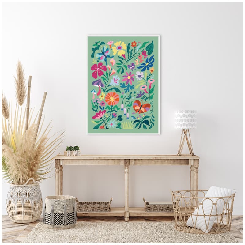 Kate and Laurel Sylvie Wild flowers and Butterflies Framed Canvas by Rachel Lee