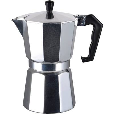 J&V TEXTILES Stovetop Espresso and Coffee Maker, Moka Pot for Classic Italian and Cuban Café Brewing, Cafeteria, (6-Cup)