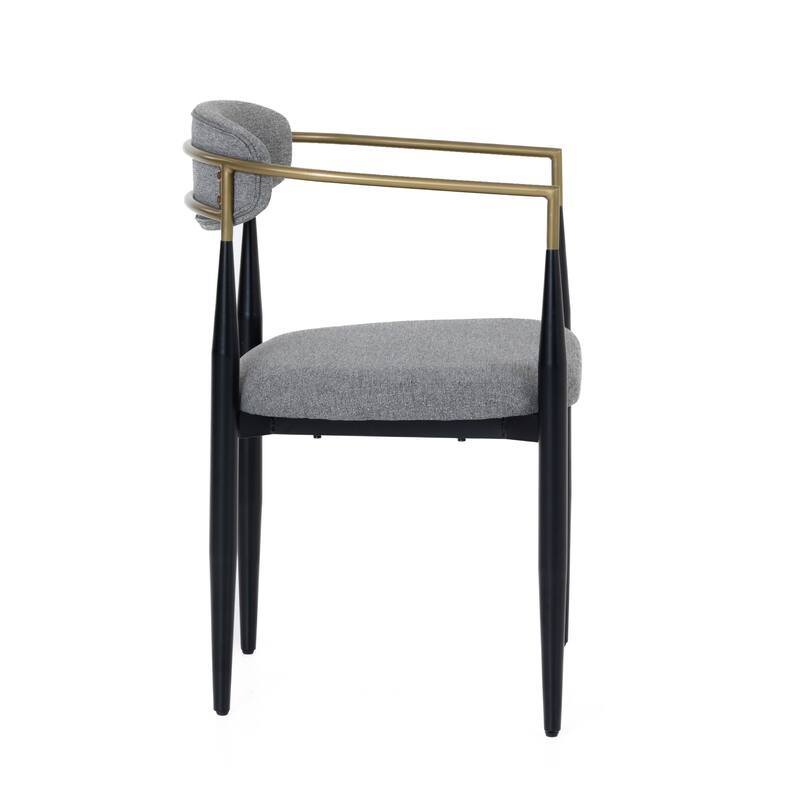 Modrest Buchtel Mid-Century Modern Medium Grey, Gold Arm & Black Dining Chair