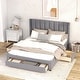 preview thumbnail 10 of 12, Modern Style Upholstered Platform Bed with 3 Storage Drawers