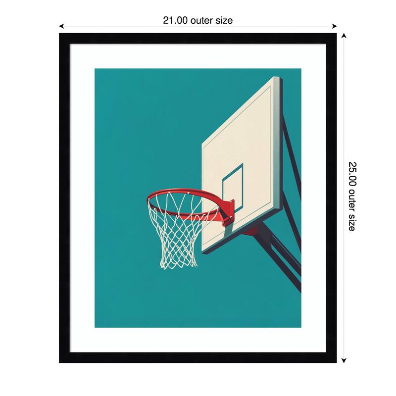 Basketball by Andreas Magnusson Wood Framed Wall Art Print - Black - 21 x 25 in