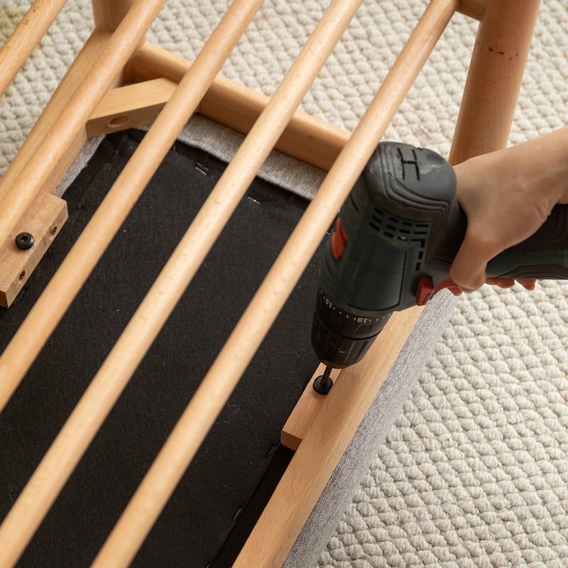 GDFStudio - Auburn Mid-Century Modern Solid Wood Storage Shoe Bench with Cushioned Seat - 23.62"W