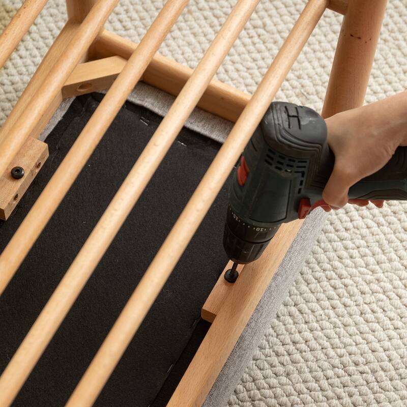 Modern Natural Solid Wood Shoe Bench with High Rebound Sponge Cushion