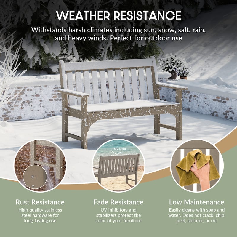 Polytrends Laguna 51" Outdoor Patio 2-Person Garden Bench