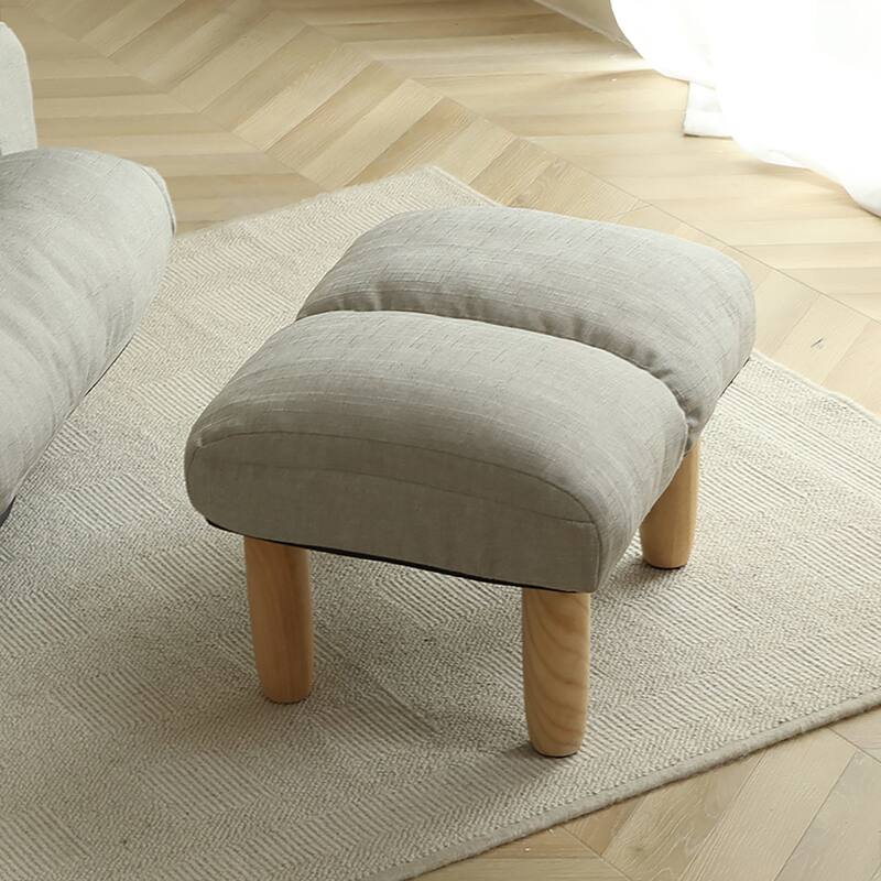 Gray Modern 20.47" Backless Upholstered Stools with Wood Legs for Lounge Chair