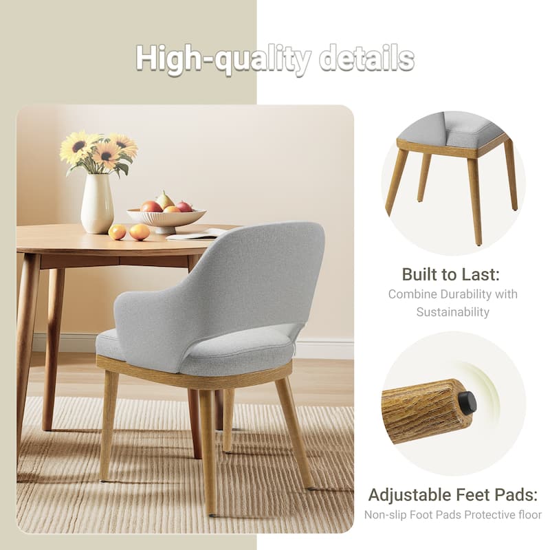 Upholstered Farmhouse Dining Chairs Modern Fabric Kitchen Side Chairs Wooden Back